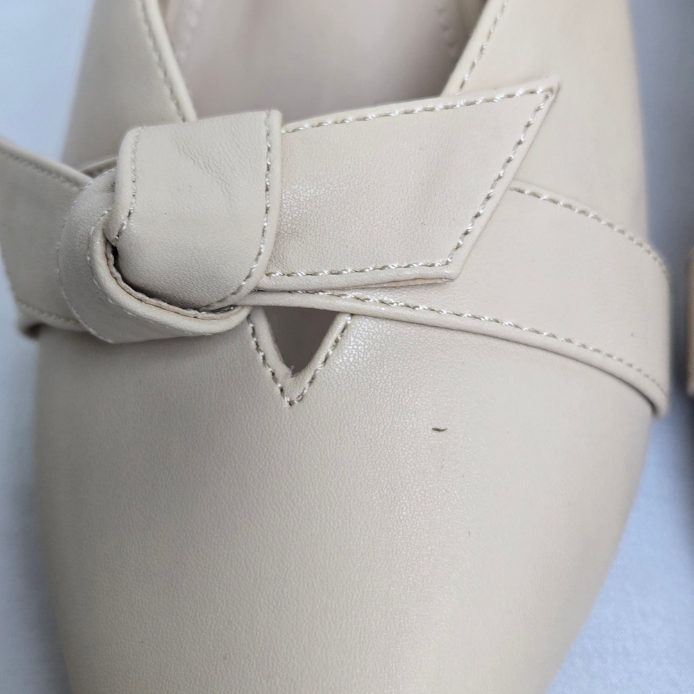Bow Knot Pointed Toe Kitten Heel Mules Cream Unbranded Neutral Women's Size 7.5 - Picture 4 of 15